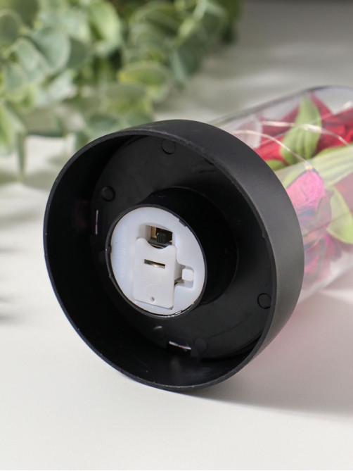 Фигурка световая колба RISALUX «Красная роза», LED-ночник, 3×AG10, 8.5×8.5×15.5 см