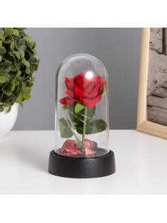 Фигурка световая колба RISALUX «Красная роза», LED-ночник, 3×AG10, 8.5×8.5×15.5 см
