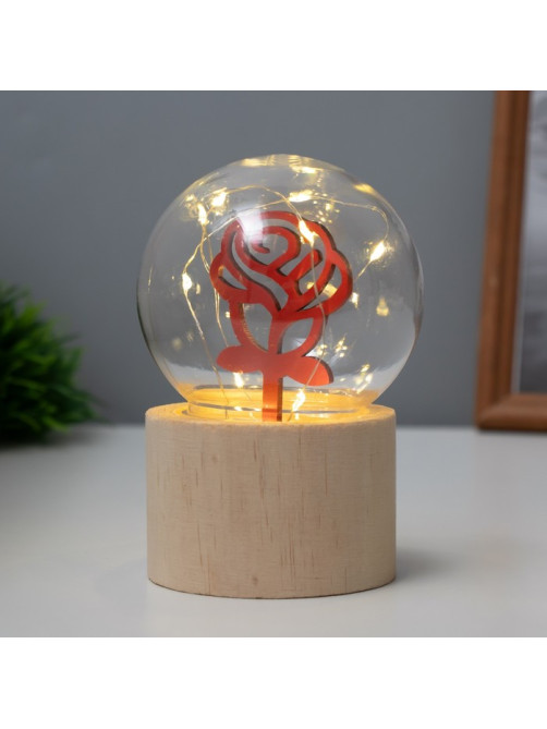 Фигурка световая RISALUX «Роза», LED-ночник, 3×AG10, шар-8 см, 6.5×6.5×11.5 см