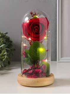 Фигурка световая колба RISALUX «Роза», LED - ночник, 3×АG10, красный, 9.5×9.5×19.5 см