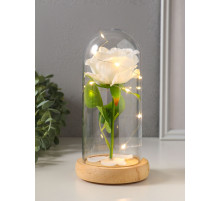 Фигурка световая колба RISALUX «Роза», LED - ночник, 3×ААА, белый, 9.5×9.5×19.5 см