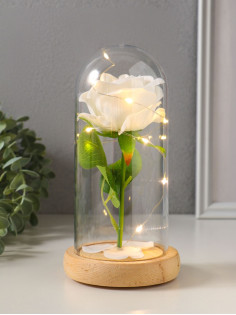 Фигурка световая колба RISALUX «Роза», LED - ночник, 3×ААА, белый, 9.5×9.5×19.5 см
