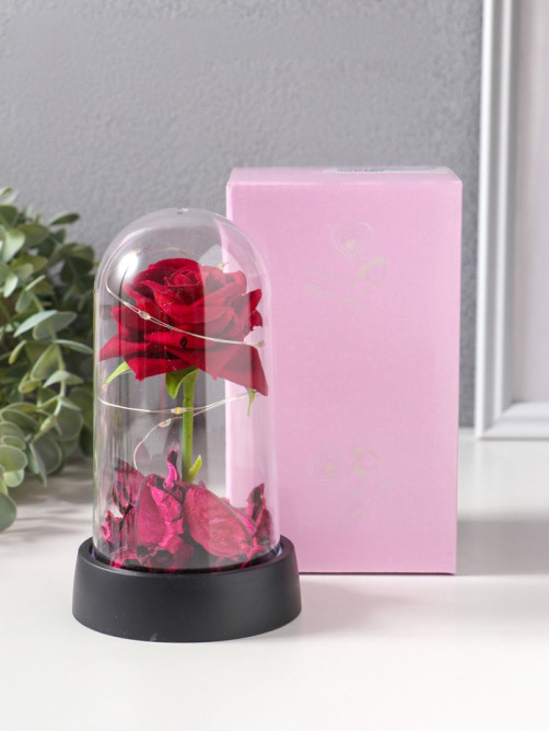 Фигурка световая колба RISALUX «Красная роза», LED-ночник, 3×AG10, 8.5×8.5×15.5 см