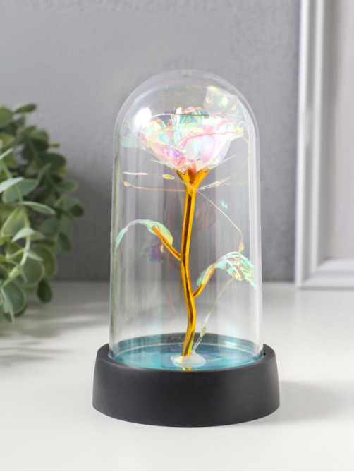 Фигурка световая колба RISALUX «Цветок», LED-ночник, 3×AG10, белый, 8.5×8.5×15.5 см