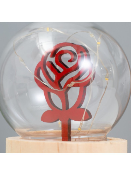 Фигурка световая RISALUX «Роза», LED-ночник, 3×AG10, шар-8 см, 6.5×6.5×11.5 см