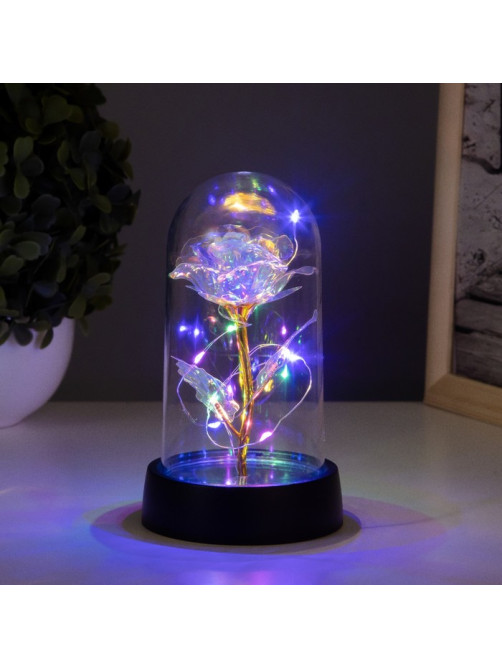 Фигурка световая колба RISALUX «Цветок», LED-ночник, 3×AG10, белый, 8.5×8.5×15.5 см