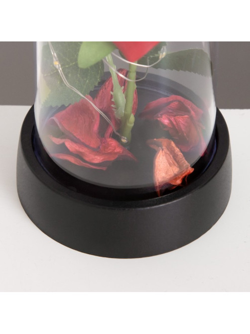 Фигурка световая колба RISALUX «Красная роза», LED-ночник, 3×AG10, 8.5×8.5×15.5 см