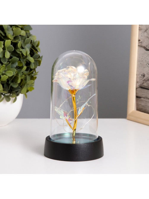 Фигурка световая колба RISALUX «Цветок», LED-ночник, 3×AG10, белый, 8.5×8.5×15.5 см