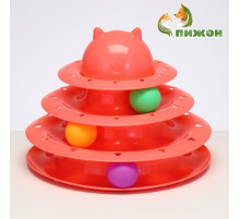 Игровой комплекс для коше «Пижон», 24.5×24.5×13 см, с 3 шариками, розовый