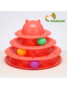 Игровой комплекс для коше «Пижон», 24.5×24.5×13 см, с 3 шариками, розовый