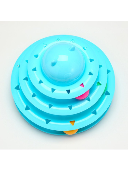 Игровой комплекс для кошек «Пижон», 24.5×24.5×13 см, с 3 шариками, голубой