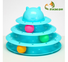Игровой комплекс для кошек «Пижон», 24.5×24.5×13 см, с 3 шариками, голубой
