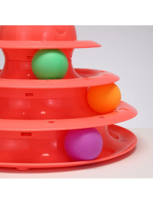 Игровой комплекс для коше «Пижон», 24.5×24.5×13 см, с 3 шариками, розовый