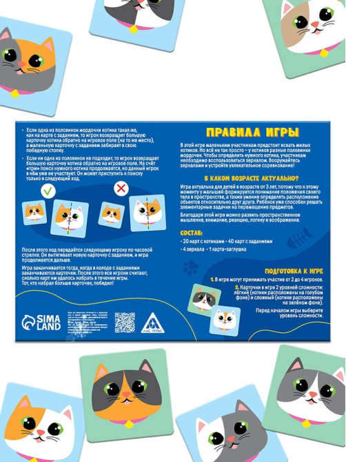 Развивающая игра на скорость «Найди кота», 61 карта, 3+