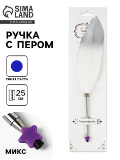 Ручка с пером МИКС, чёрная паста, длина 25 см