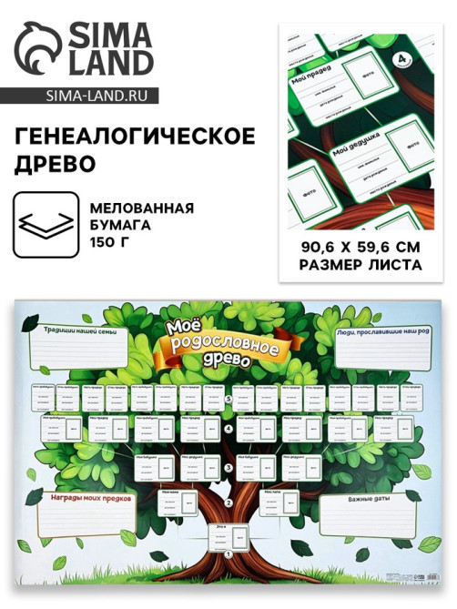 Генеалогическое древо «Моё родословное древо», 90.6×59.6 см