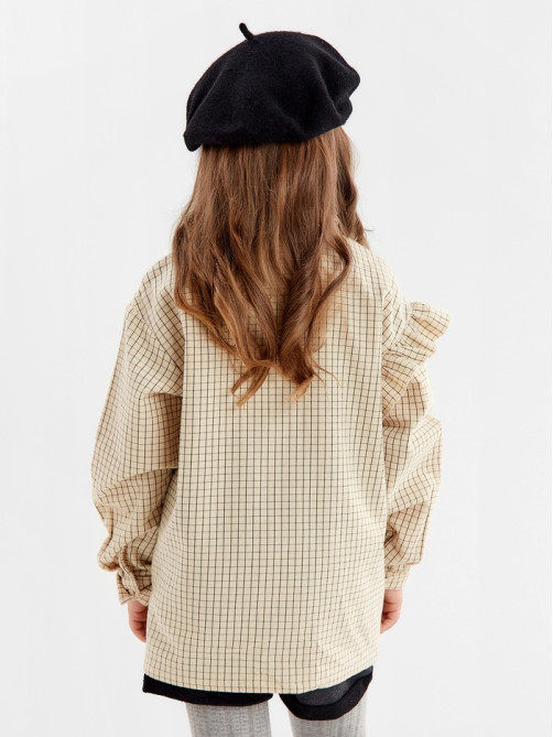 Рубашка для девочки в клетку KAFTAN, бежевая, размер 32 (110-116 см)