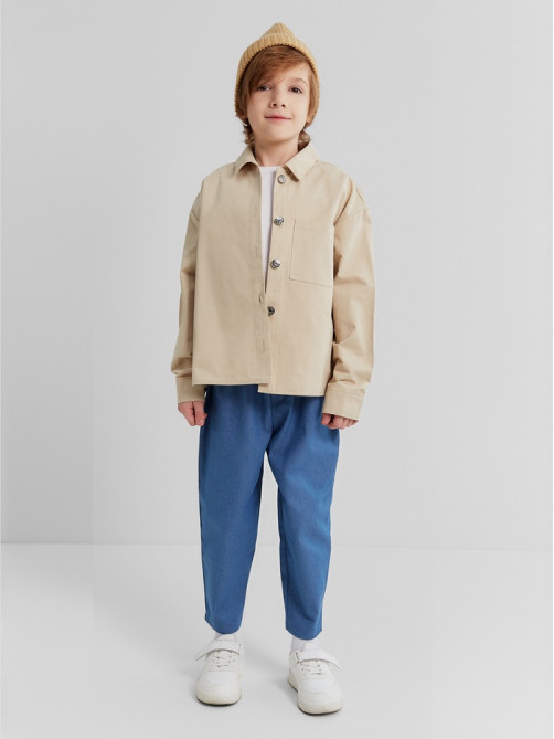 Рубашка детская MINAKU: Jeans collection, бежевая, рост 140 см