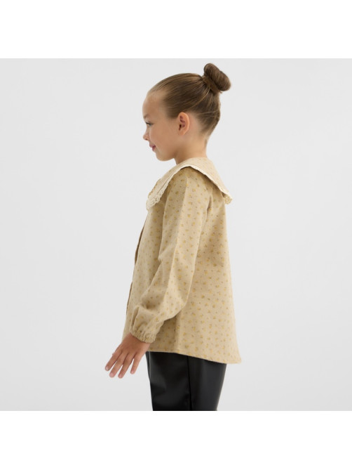 Рубашка для девочки из фланели KAFTAN, бежевая, размер 32 (110-116 см)