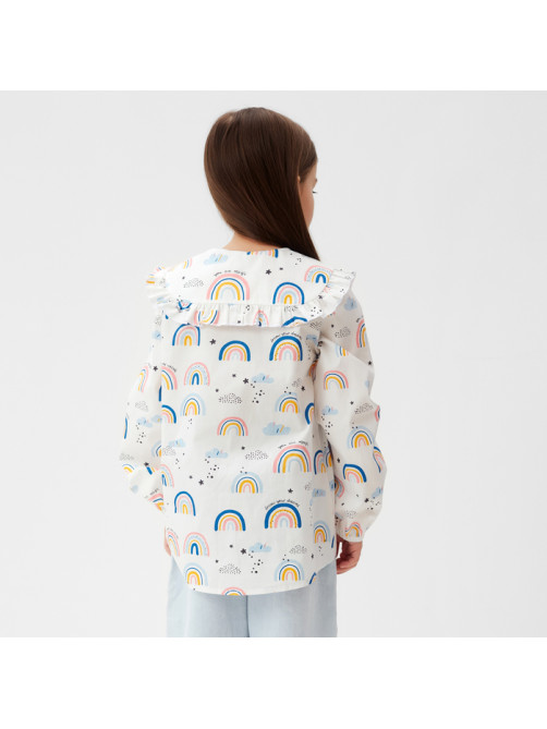 Рубашка детская KAFTAN «Радуга», белая, размер 30 (98-104 см)