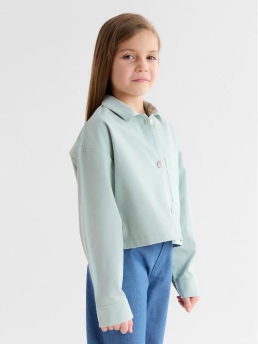 Рубашка для девочки MINAKU: Jeans collection, серо-голубая, рост 134 см