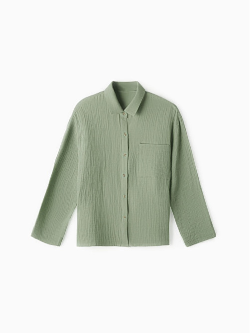Рубашка из муслина для девочки KAFTAN, зелёная, рост 158 см