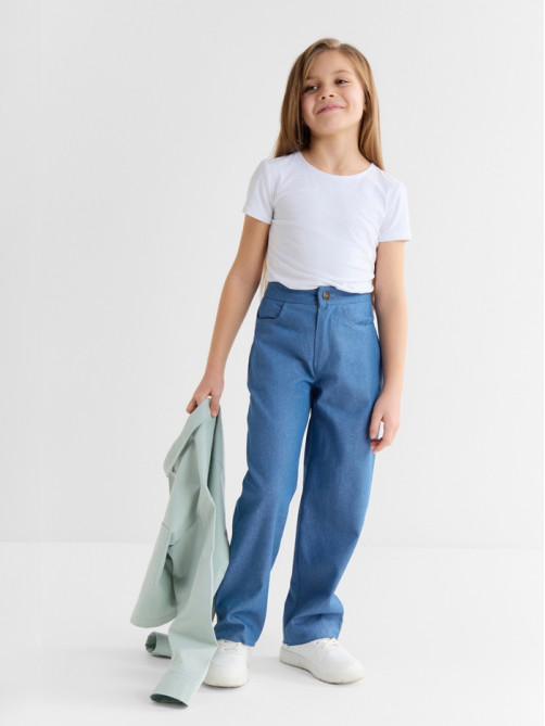 Рубашка для девочки MINAKU: Jeans collection, серо-голубая, рост 122 см