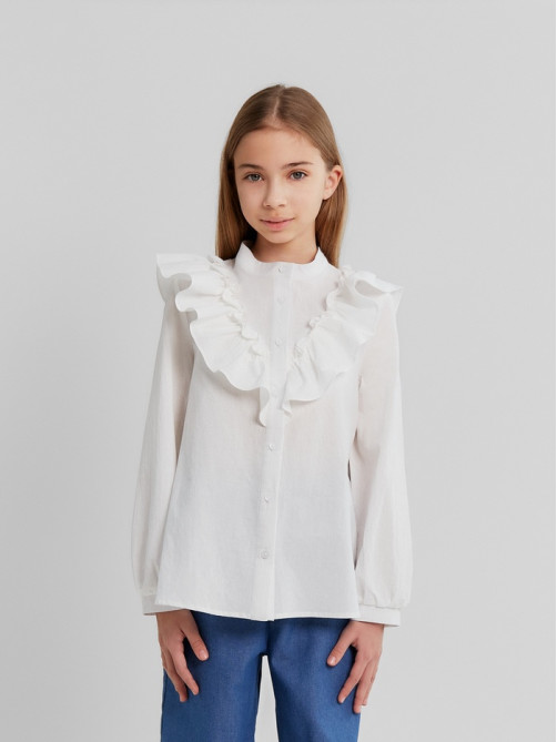 Блузка для девочки MINAKU: Cotton collection, белая, рост 152 см