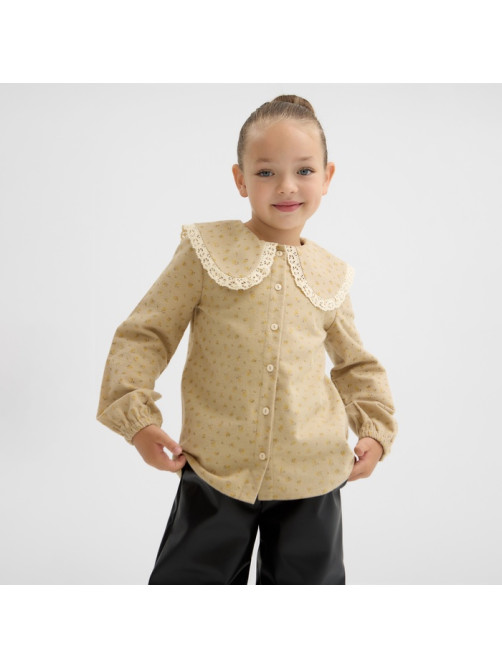 Рубашка для девочки из фланели KAFTAN, бежевая, размер 34 (122-128 см)