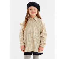 Рубашка для девочки в клетку KAFTAN, бежевая, размер 32 (110-116 см)