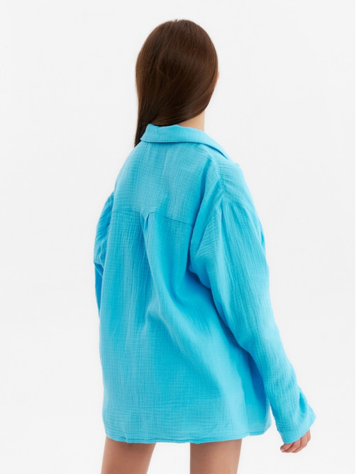 Рубашка из муслина для девочки KAFTAN, голубая, рост 152 см