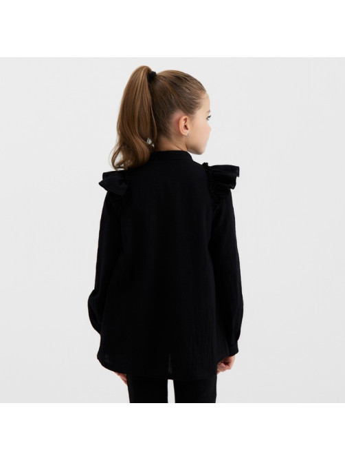 Блузка для девочки MINAKU: Cotton collection, чёрная, рост 128 см