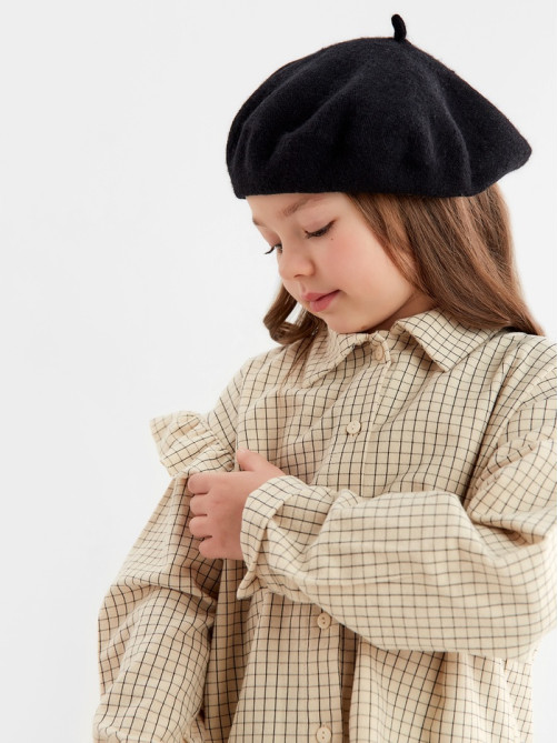 Рубашка для девочки в клетку KAFTAN, бежевая, размер 32 (110-116 см)