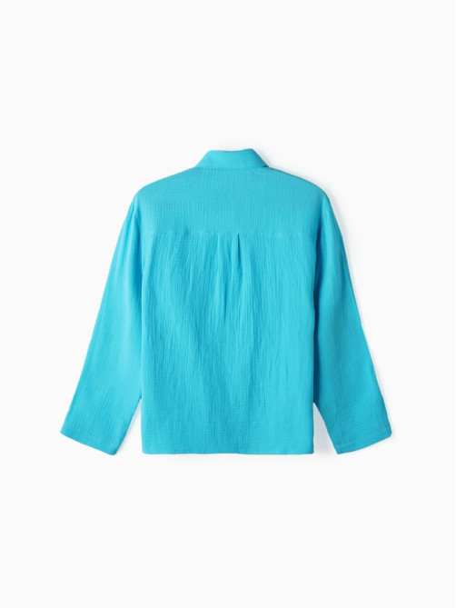 Рубашка из муслина для девочки KAFTAN, голубая, рост 140 см
