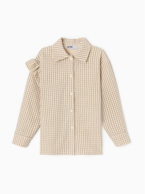 Рубашка для девочки в клетку KAFTAN, бежевая, размер 32 (110-116 см)