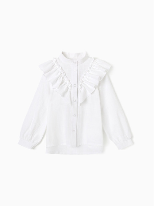 Блузка для девочки MINAKU: Cotton collection, белая, рост 140 см