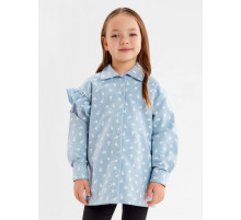 Рубашка для девочки с воланом KAFTAN, синяя, размер 32 (110-116 см)
