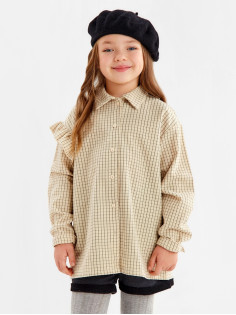 Рубашка для девочки в клетку KAFTAN, бежевая, размер 30 (98-104 см)