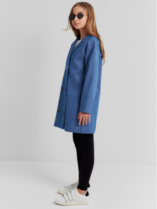 Рубашка для девочки MINAKU: Jeans collection, голубая, рост 134 см