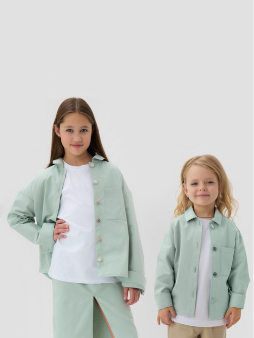 Рубашка детская MINAKU: Jeans collection, цвет мятный, рост 110 см