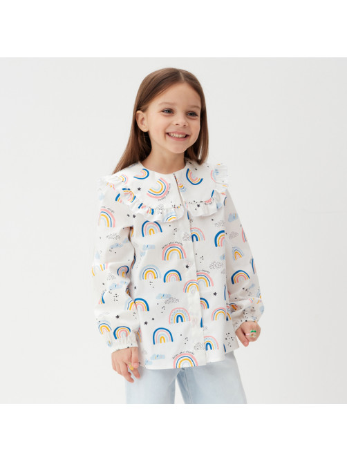 Рубашка детская KAFTAN «Радуга», белая, размер 30 (98-104 см)