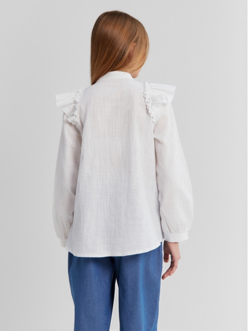 Блузка для девочки MINAKU: Cotton collection, белая, рост 128 см