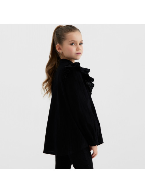 Блузка для девочки MINAKU: Cotton collection, чёрная, рост 128 см