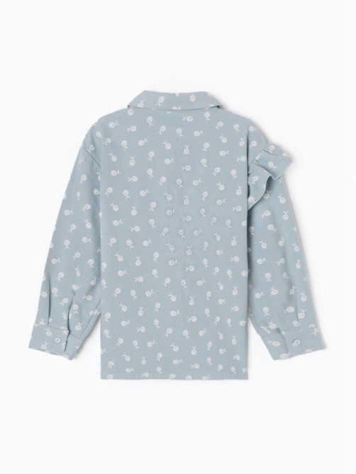 Рубашка для девочки с воланом KAFTAN, синяя, размер 32 (110-116 см)