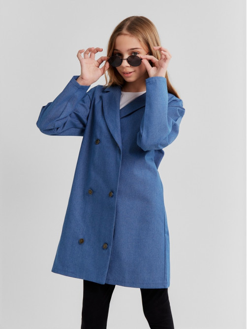 Рубашка для девочки MINAKU: Jeans collection, голубая, рост 146 см