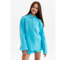Рубашка из муслина для девочки KAFTAN, голубая, рост 152 см