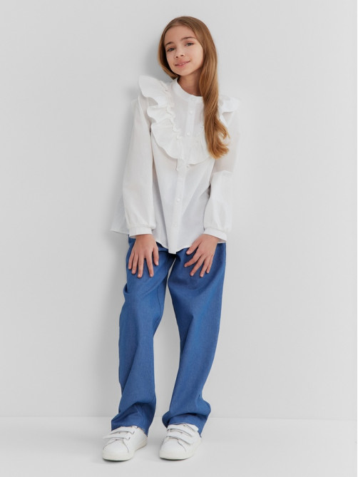 Блузка для девочки MINAKU: Cotton collection, белая, рост 152 см