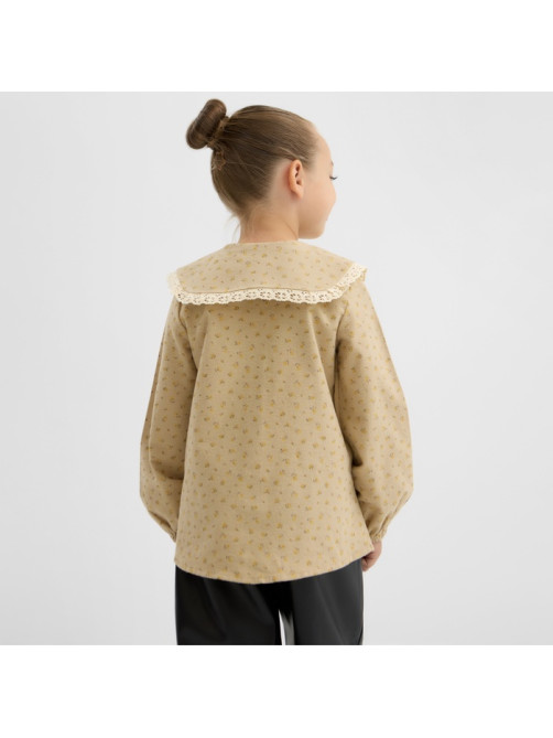 Рубашка для девочки из фланели KAFTAN, бежевая, размер 34 (122-128 см)
