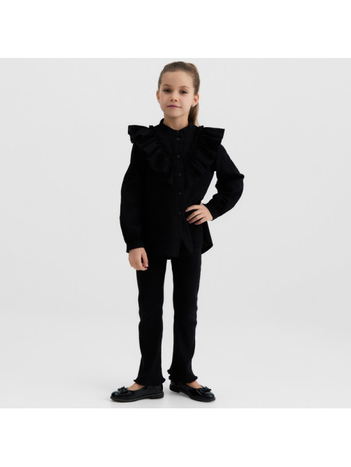 Блузка для девочки MINAKU: Cotton collection, чёрная, рост 122 см