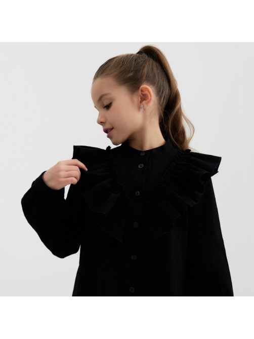 Блузка для девочки MINAKU: Cotton collection, чёрная, рост 128 см